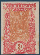 France Colonies Françaises Congo N°40 2Fr  Essai Non Dentelé Sur Papier Carton Carmin Et Bistre Orange Rare ! - Neufs