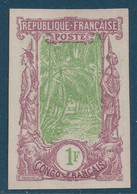 France Colonies Françaises Congo N°39 1Fr Essai Non Dentelé Sur Papier Carton Violet Et Vert Rare ! - Neufs