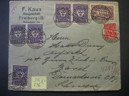 Deutsches Reich 1922- Geschäfts-Beleg Gelaufen Von Freiburg Nach Basel Mit MiNr. 5x 200, 5x 225, 21x 167, 3x 169 - Covers