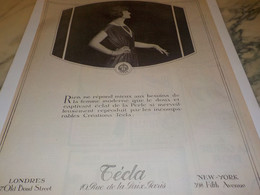 ANCIENNE PUBLICITE POUR FEMME MODERNE  COLLIERS  TECLA 1924 - Autres & Non Classés