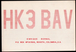 (errinophilie) Bogota (Colombie)   Carte QSL De RADIO- AMATEUR  1978 AVEC VIGNETTE QSL AU VERSO:   (PPP34489) - Colombia