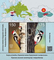 Kyrgyzstan 2021 MS MNH Joint Issue  Kyrgyzstan - Croatia Protected Birds Woodpeckers Bird Oiseaux Oiseau - Piciformes (pájaros Carpinteros)