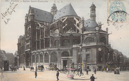 Paris - Eglise St Eustache - Marchand De Glace Sur La Place - Animé Et Colorisé - Sonstige Sehenswürdigkeiten