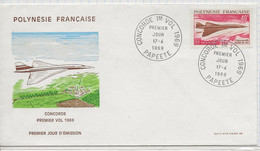 CONCORDE PREMIER VOL 1969 POLYNESIE FRANCAISE ENVELOPPE PREMIER JOUR PAPEETE - Storia Postale