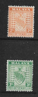 MALAYA - NEGRI SEMBILAN 1941 2c, 3c SG 23, 24a MOUNTED MINT Cat £15 - Negri Sembilan