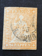 SUISSE SCHWEIZ Mi 16 SG 50   20 Rappen Orange 1854 Gestempelt - Gebraucht