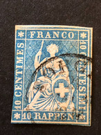 SUISSE SCHWEIZ Mi 14 SG 48  10 Rappen Blau 1854 Gestempelt - Gebraucht