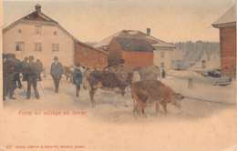 013587 "SUISSE - FOIRE AU VILLAGE EN HIVER - FIERA IN PAESE D'INVERNO"  ANIMATA, MUCCHE, BUOI. CART NON SPED - Au