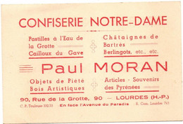 Delcampe - Carte De Visite : Confiserie Notre Dame - Paul Moran : Pastilles, Châtaignes, Berlingots : Lourdes Hautes Pyrénées : - Visitenkarten