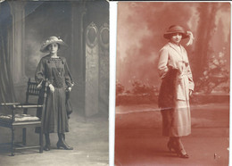 2 CARTES PHOTO - Lucienne LOIR - Femme Au Chapeau - Mode Vers 1920 - Genealogy
