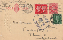 Grande Bretagne Entier Postal Censuré Pour La Suisse 1940 - Luftpost & Aerogramme
