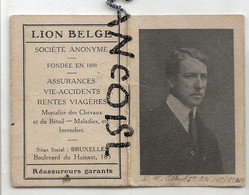 Calendrier "Memento" Pour 1916 Offert Par Le "Lion Belge" Compagnie D'assurance.SM Albert 1er. 5/7,5 Cm - Petit Format : 1901-20