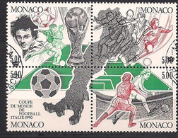 Monaco  1990 Yvertn° 1726-1729 (o) Oblitéré Cote 15,60 € Sport Football Italia '90 - Usados
