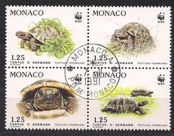 Monaco  1991 Yvertn° 1805-1808 (o) Oblitéré Cote 4 € Faune WWF - Usados