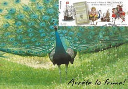 CARTE MAXIMUM - MAXICARD - CARTOLINA MAXIMA - MAXIMUM CARD - PORTUGAL - FERNÃO MENDES PINTO EN CHINE - OISEAUX - PAON - Pavos Reales