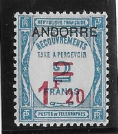 Andorre Taxe N°13 - Neuf * Avec Charnière - TB - Nuovi