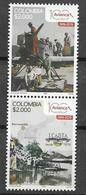 COLOMBIA, 2019, MNH,TRANSPORT, PLANES, 100th ANNIVERSARY OF AVIANCA AIRLINES, 2v - Aerei