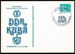 DDR RDA Ganzsache Entier Postal  DDR KUBA  Oblitéré SCHWERIN 50  18-9-87  TTB/SG - Cartes Postales Privées - Oblitérées