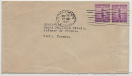 WW2 - 1941 Lettre US Pour PETAIN VICHY De GREENWICH CONNECTICUT Pour HONORABLE PRIEMER Of FRANCE Marechal - Briefe U. Dokumente
