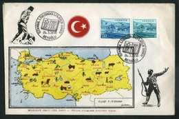 Turkey 1958 Philatelic Exhibition | Map And Flag Of Turkey | Soldier With Bayonet Rifle, Mar.24 | Special Postmark - Brieven En Documenten