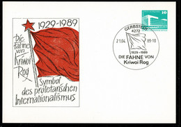 DDR RDA Ganzsache Entier Postal  1929-1989 Die Fahne Von Kriwoi Rog  GERBSTEDT  21.04.89    TTB/SG - Cartes Postales Privées - Oblitérées