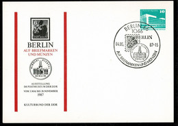 DDR RDA Ganzsache Entier Postal BERLIN Auf Briefmarken Und Münzen   BERLIN 66  04.05.87   TTB/SG - Cartes Postales Privées - Oblitérées