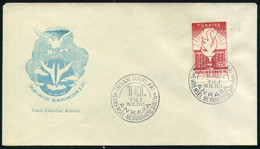 Turkey 1958 10th Anniv. Of The Universal Declaration Of Human Rights, Dec. 10 | Dove | Torch | Special Postmark - Storia Postale