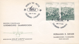 Luxembourg Deutsche NAH LUFT Verkehr First Flight Premiére Vol Postal LUXEMBOURG - SAARBRÜCKEN 1961 Cover Lettre - Lettres & Documents