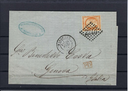 Frankreich Mi.35 Auf Brief Aus Marseille Nach Genua Italien - 1870 Siège De Paris