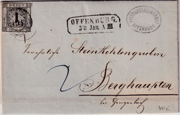 Baden - 1 Kr. Ausg. 1853 Brief Ring 104 Offenburg - Berghaupten 1860 - Baden