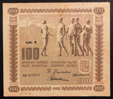 Finlandia FINLANDS Bank 100 MARKKAA 1922 PICK#65 Lotto.3690 - Finlande