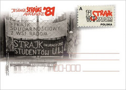 POLAND PC 2021 40TH ANNIVERSARY OF STUDENT WARNING STRIKE SOLIDARITY SOLIDARNOSC POSTAL STATIONERY MINT CP 1948 - Solidarnosc Labels