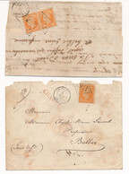 Lot De 3 Lettres Oblitérations Sur N°23 Dont Paire - GC Détaillés Dans La Description - 1849-1876: Klassieke Periode