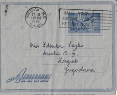 Canada Aerogramme Air Letter Sent To Yugoslavia , Halifax 1959 - 1953-.... Règne D'Elizabeth II