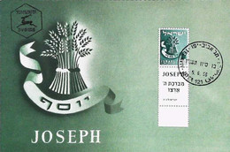 ► CM-Carte Maximum Card 1956 Stamp + TAB (Série Les Douze Tribus D'Israël) JOSEPH Is A Fruitful (JAFFA) - Cartes-maximum