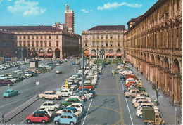 TORINO - PIAZZA SAN CARLO E MONUMENTO A EMANUELE FILIBERTO - AUTO CARS VOITURES FIAT 500 600 MULTIPLA - V1966 - Places & Squares