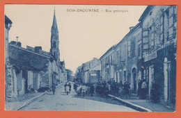 D47 - BON ENCONTRE - RUE PRINCIPALE - Très Nombreuses Personnes Et Enfants Dans La Rue - Carte Bleutée - Bon Encontre