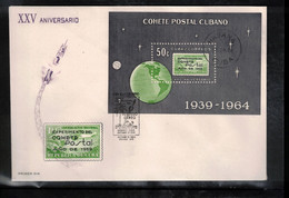 Cuba 1964 Space / Raumfahrt Anniversary Of The First Rocket Experiment From The Year 1939 Block FDC - Amérique Du Sud