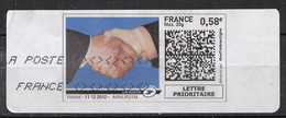 France - Frankreich Timbre Personnalisé Y&T N°MTEL LP20-08-0,58€  - Michel N°BS(?) (o) - Poignée De Main - Timbres à Imprimer (Montimbrenligne)