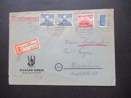 BRD 1952 Einschreiben Braunschweig 1 Firmenumschlag Richard Borek MiF Otto Nr.150 (2) Mit Helgoland Nr.152 Und Notopfer - Briefe U. Dokumente