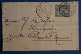 AN9 FRANCE BELLE LETTRE  1895 PERFORé WC +15C SAGE+ PARIS  POUR OLORON + PERFIN + AFFRANCH. PLAISANT - Other & Unclassified