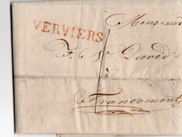 LAC De 1823 + Port + Griffe Verviers - Obl.Liège - Francomont - Obl. Verviers. - 1815-1830 (Periodo Olandese)