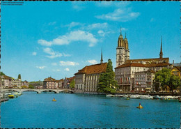 Zürich  Blick Auf Limmatquai Mit Großmünster, Helmhaus Und Wasserkirche - Elm