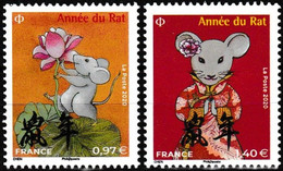 Année Lunaire Chinoise Du Rat - Série De 2 T.-P Gommés Neufs** Petit Format - 5376-5378 (Yvert Et Tellier) - France 2020 - Unused Stamps