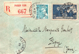 Y&T N° 538 + 583 Obli Paris 118  Pour Flogny Recommandé Paris 118 "667" - 1921-1960: Période Moderne