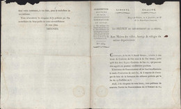 Bar Sur Ornin Conscription Militaire De L'an 12 Envoyée Aux Maires (An 1 1792) Signé Signature Saulnier Militaria - 1701-1800: Precursors XVIII