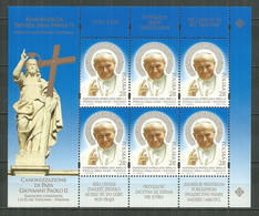 POLAND MNH ** 4358 En Feuille Feuillet Canonisation De JEAN PAUL II Pape Religion - Ganze Bögen