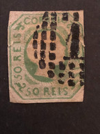 PORTUGAL  SG 13  50 Reis Green King Pedro V  FU  CV £110 - Usati