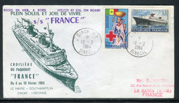 France - Enveloppe De La Croisière Du Paquebot France Le Havre / Southampton / Dakar / Lisbonne En 1964 - Ref J 56 - Maritime Post