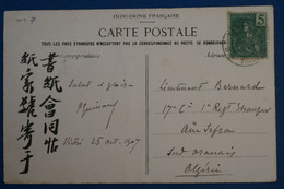 C TONKIN INDO CHINA  BELLE CARTE   1907  HAIPHONG POUR ALGERIE+ AFFRANCH. PLAISANT - Cartas & Documentos